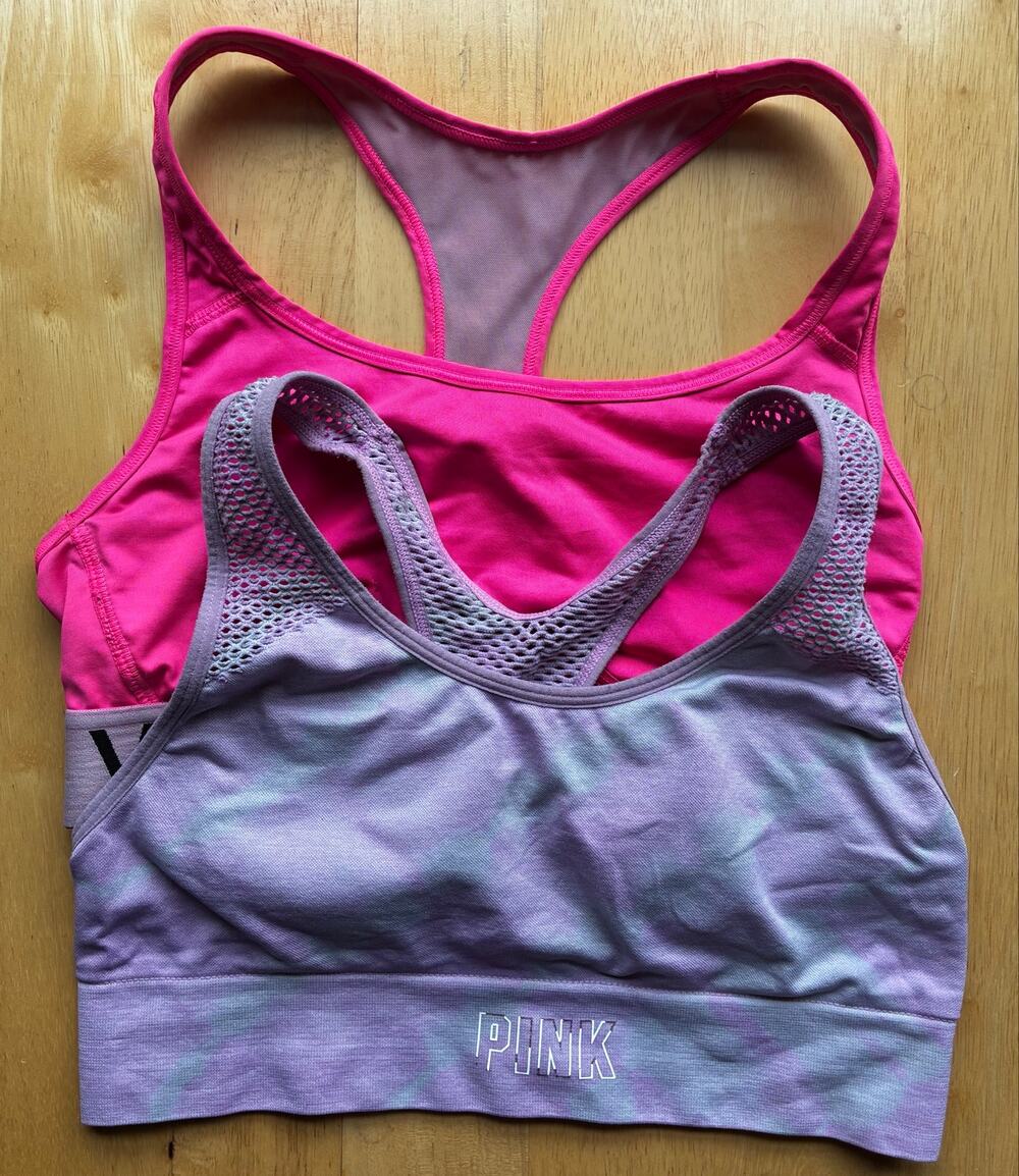 Victoria's Secret Sports Bra 2 Bras Pink and Purple Small Athleticwear